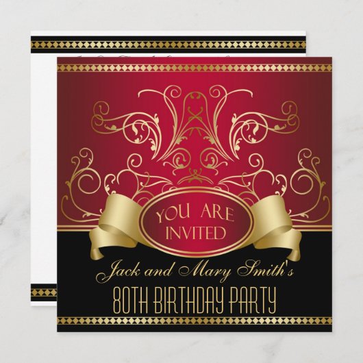 Gepersonaliseerd uitnodiging op 80e verjaardag van (Voorkant / Achterkant)
