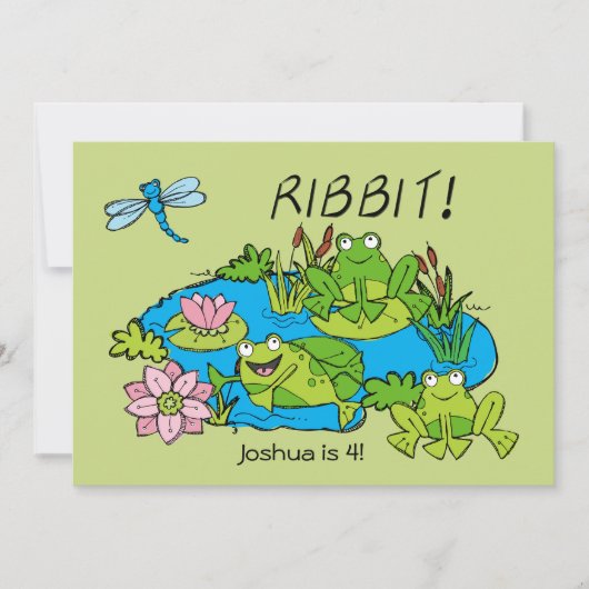 Gepersonaliseerd uitnodiging van Frog Pond Birthda (Voorkant)