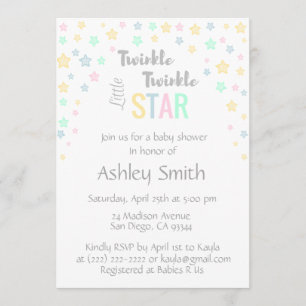 Gepersonaliseerd Unisex Twinkle Twinkle Baby showe Kaart
