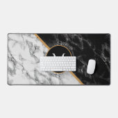 Gepersonaliseerd uw brief zwart wit marmer ontwerp bureaumat (Keyboard & Muis)