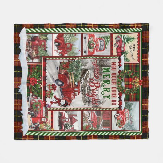 Gepersonaliseerd uw dag Vrolijk en helder, Kerstmi Fleece Deken (Voorkant (Horizontaal))