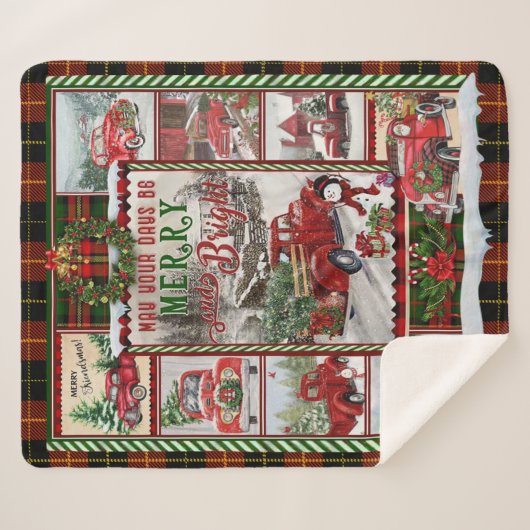 Gepersonaliseerd uw dag Vrolijk en helder, Kerstmi Sherpa Deken (Voorkant (horizontaal))