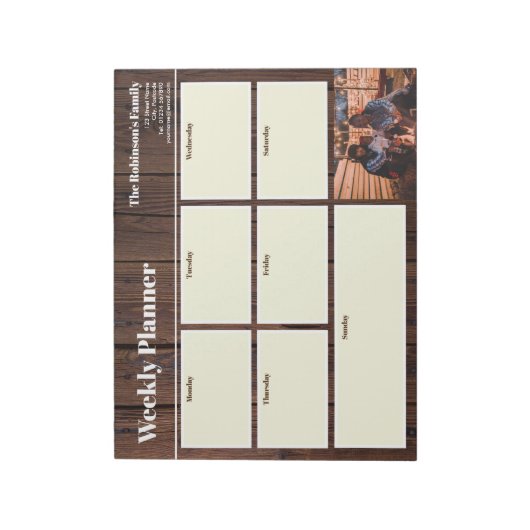 Gepersonaliseerd uw foto Weekly Planner Rustic Woo Notitieblok (Gedraaid)
