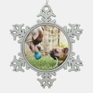 Gepersonaliseerd Uw Huisdier Hond Kat Foto Afbeeld Tin Sneeuwvlok Ornament