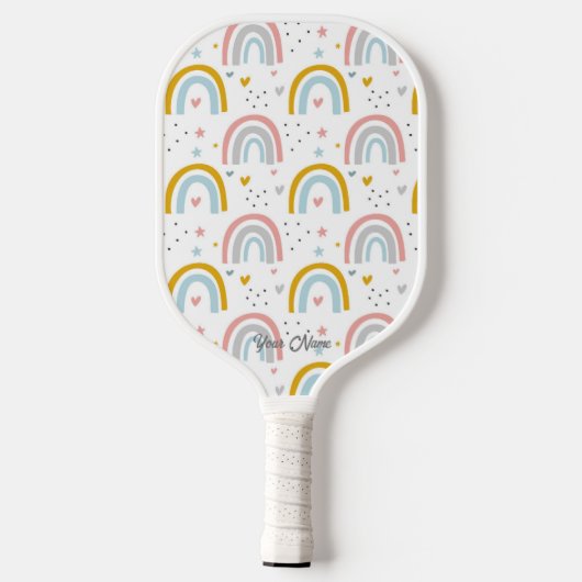 Gepersonaliseerd uw schattige regenboog pickleball paddle (Achterkant)