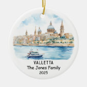 Gepersonaliseerd Valletta Ornament, Malta Keramisch Ornament (Voorkant)