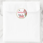 Gepersonaliseerd van Santa gold glitter kerst Ronde Sticker (Tas)