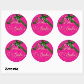 Gepersonaliseerd Van Santa roze en groen groot Ronde Sticker (Vel)