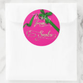 Gepersonaliseerd Van Santa roze en groen groot Ronde Sticker (Tas)