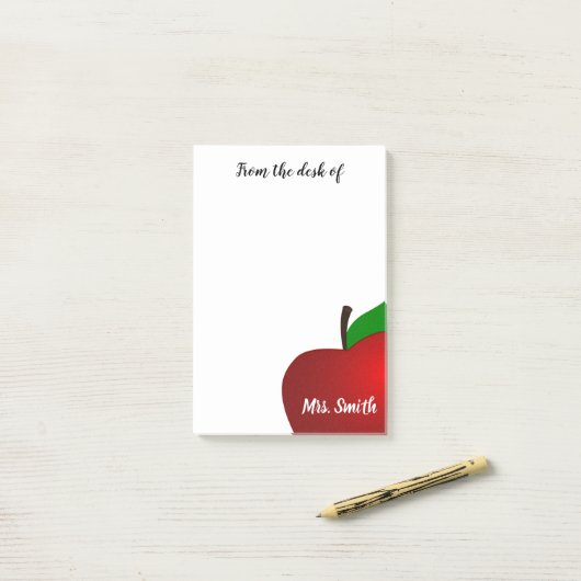 Gepersonaliseerd vanuit het bureau van leraar Red Post-it® Notes (Op bureau)