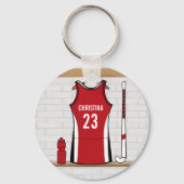 Gepersonaliseerd veld Hockey uniform rood Sleutelhanger (Voorkant)