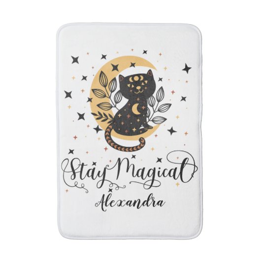 Gepersonaliseerd verblijf Magische kat thema Badmat (Voorkant Verticaal)