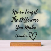 Gepersonaliseerd vergeet nooit het verschil dat je acryl bord (Neutraal)