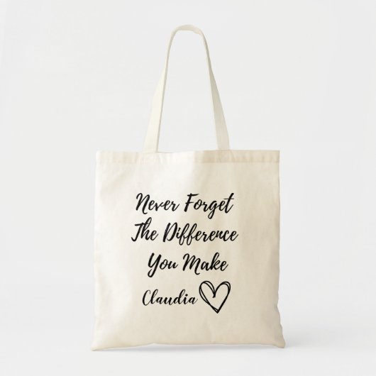 Gepersonaliseerd vergeet nooit het verschil dat je tote bag (Voorkant)