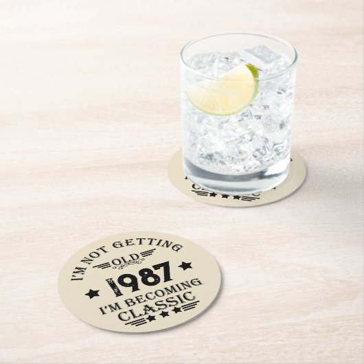 Gepersonaliseerd  verjaardagscadeau ronde kartonnen onderzetter (Insitu)