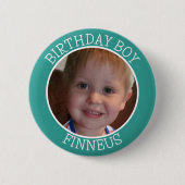 Gepersonaliseerd verjaardagsfeest voor jongensnaam ronde button 5,7 cm (Voorkant)