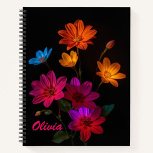 Gepersonaliseerd verlichte Flower Spiral Notitiebo Notitieboek