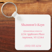 Gepersonaliseerd Verlies nooit Uw Sleutelinformati Sleutelhanger (Voorkant)