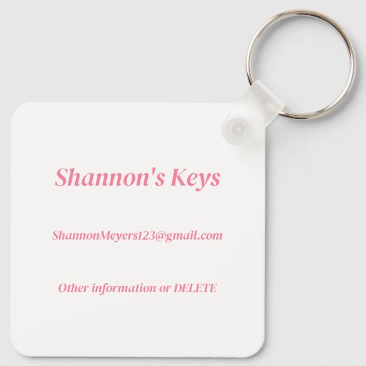 Gepersonaliseerd Verlies nooit Uw Sleutelinformati Sleutelhanger (Achterkant)