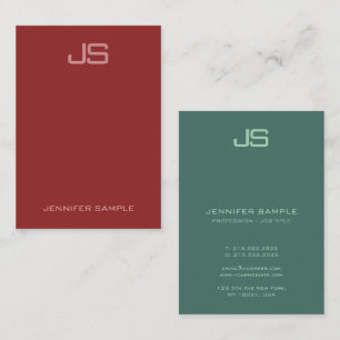 Gepersonaliseerd verticaal modern elegant monogram visitekaartje