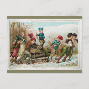 Gepersonaliseerd Victoriaans Yule Log Briefkaart