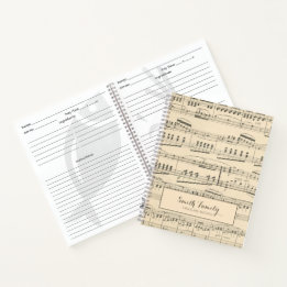 Gepersonaliseerd vintage antieke bladmuziek recept notitieboek