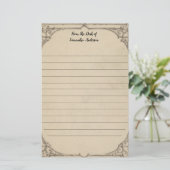 Gepersonaliseerd vintage gedistrobeerde antieke pe briefpapier (Staand voorkant)