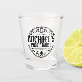 Gepersonaliseerd vintage pubbord op maatgemaakte b shot glas