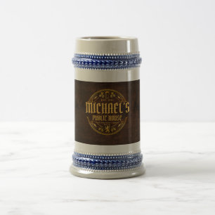 Gepersonaliseerd vintage pubbord van robuust hout bierpul