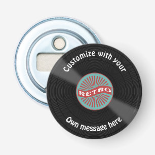 Gepersonaliseerd vinylrecord button flesopener