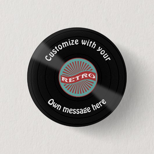 Gepersonaliseerd vinylrecord ronde button 3,2 cm (Voorkant)