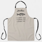 Gepersonaliseerd vissergeschenk met visgrappen schort (Voorkant)