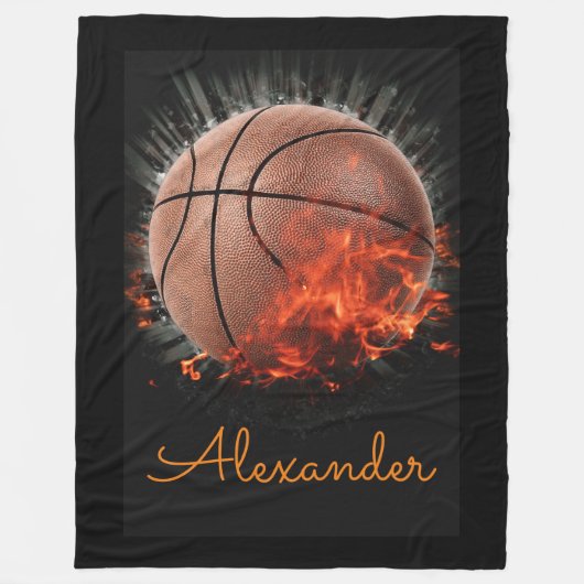 Gepersonaliseerd vlambaar Basketball Fleece Deken (Voorkant)