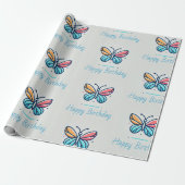 Gepersonaliseerd vlinderverjaardag inpakpapier (Uitgerold)