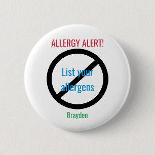 Gepersonaliseerd voedselallergie waarschuwingssymb ronde button 5,7 cm