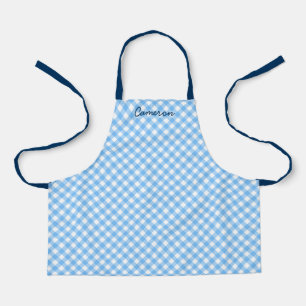 Gepersonaliseerd Voeg Jouw naam Baby Blue Gingham  Schort