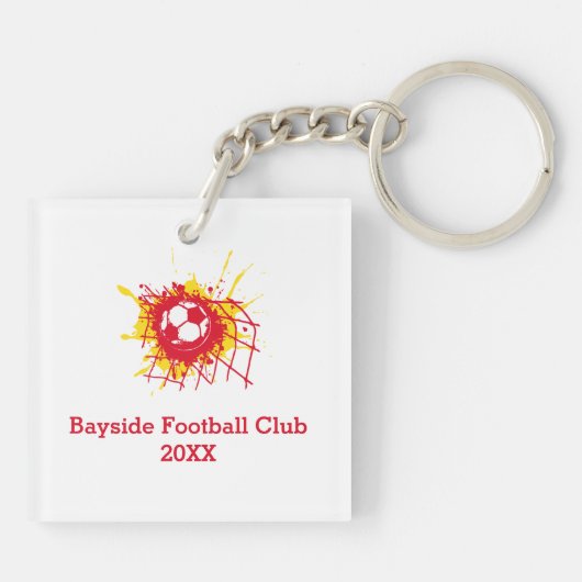 Gepersonaliseerd voetbal defensieve jongen rode te sleutelhanger (Achterkant)