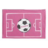 Gepersonaliseerd Voetbal en veldroze Kussensloop (Achterkant)