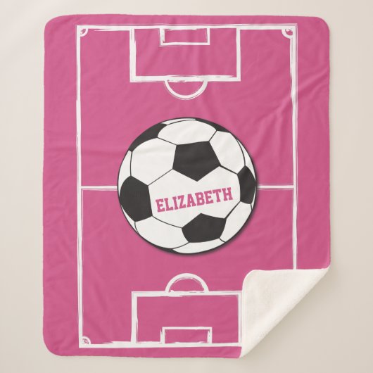 Gepersonaliseerd Voetbal en veldroze Sherpa Deken (Voorkant)