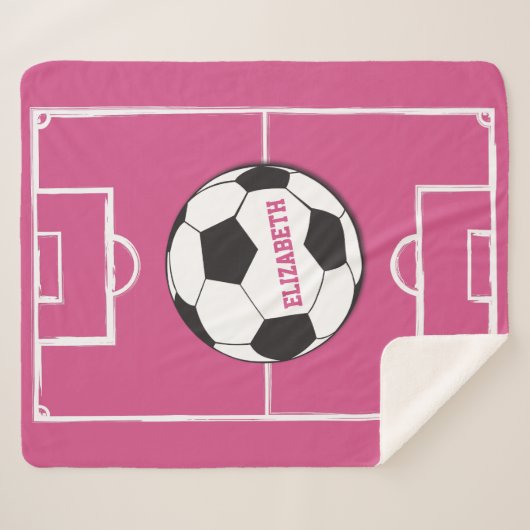 Gepersonaliseerd Voetbal en veldroze Sherpa Deken (Voorkant (horizontaal))