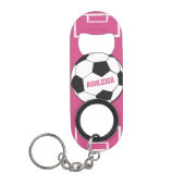Gepersonaliseerd Voetbal en veldroze Sleutelhanger Flessenopener (Voorkant)