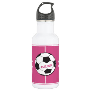 Gepersonaliseerd Voetbal en veldroze Waterfles