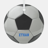 Gepersonaliseerd Voetbal Glas Ornament (Voorkant)