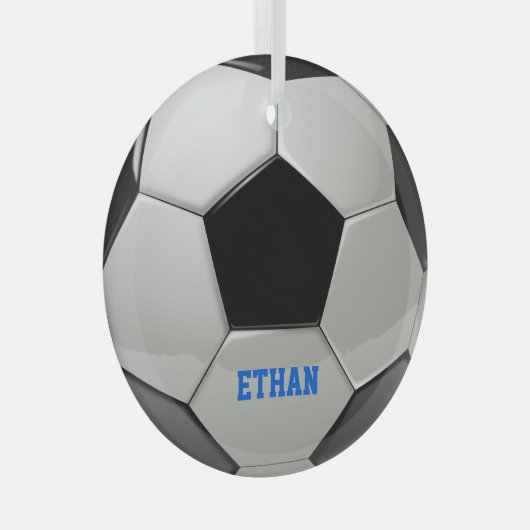 Gepersonaliseerd Voetbal Glas Ornament (Voorkant Rechts)