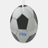 Gepersonaliseerd Voetbal Glas Ornament (Voorkant links)