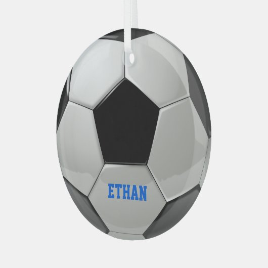 Gepersonaliseerd Voetbal Glas Ornament (Voorkant links)