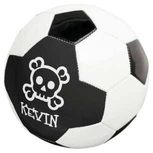 Gepersonaliseerd voetbal met schedel en botten log