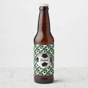 Gepersonaliseerd Voetbal op Football Patroon Bier Etiket