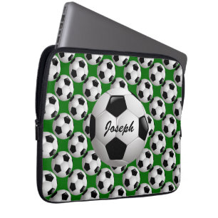Gepersonaliseerd Voetbal op Football Patroon Laptop Sleeve