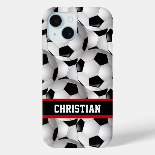 Gepersonaliseerd Voetbal Patroon zwart rood wit Case-Mate iPhone Case (Achterkant)